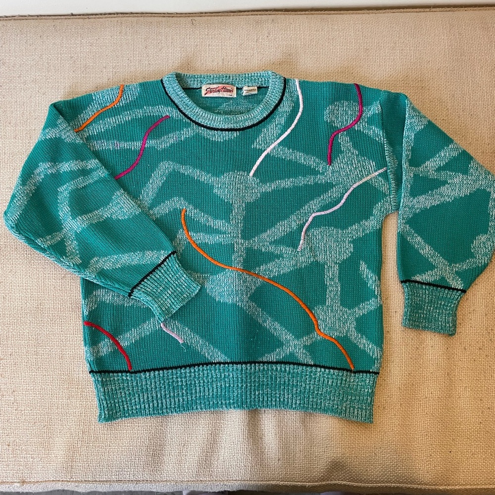 Vintage Teal Graphic Sweater